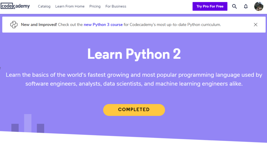 مقدمة Codecademy في Python دورات برمجة مجانية